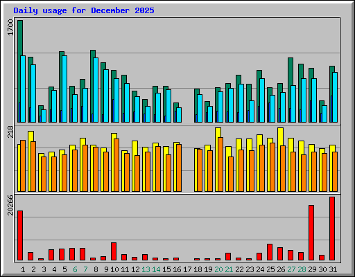 Daily usage for December 2025